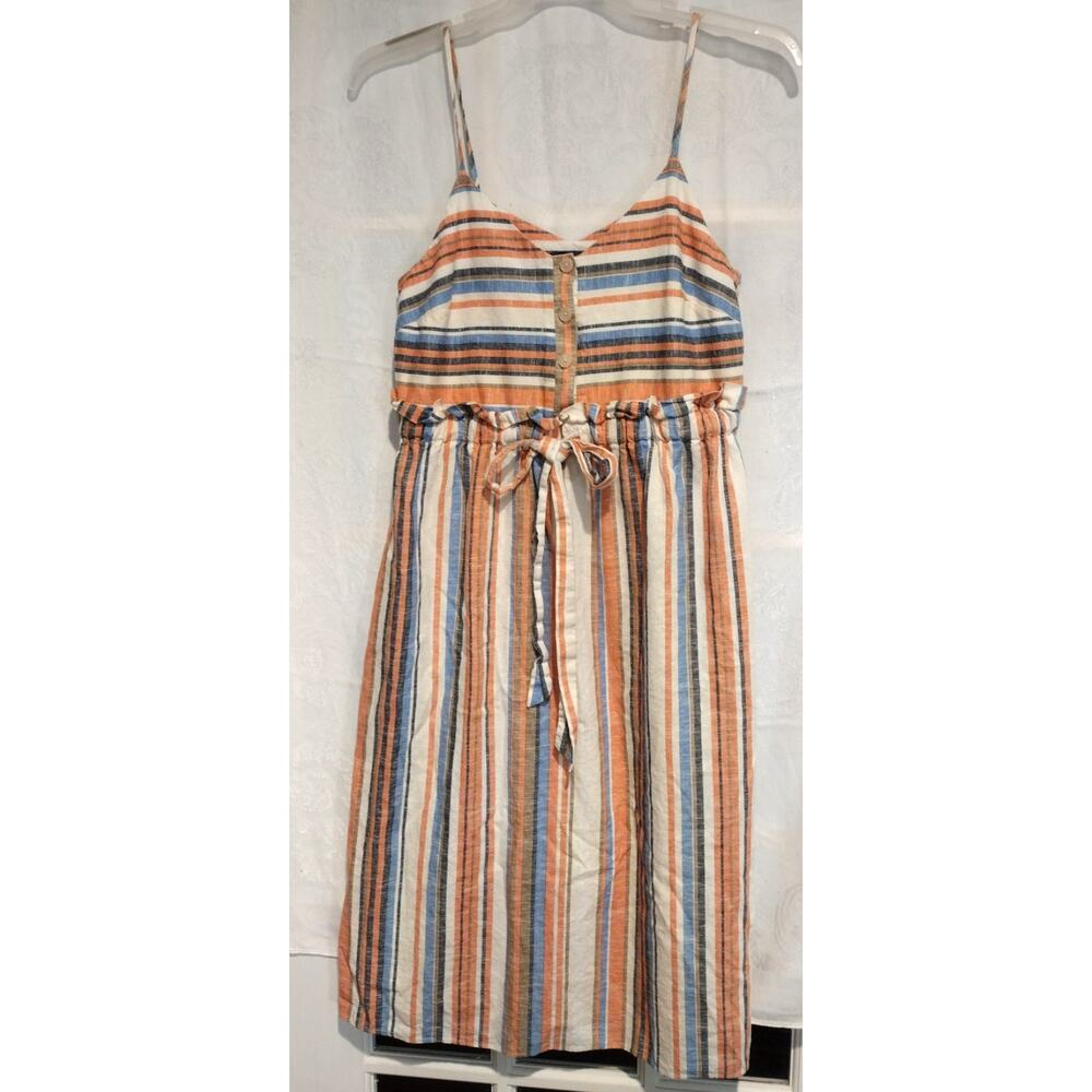 Madison Medium Linen Sundress Coastal Beach Vacay Summer Boho Blue Coral